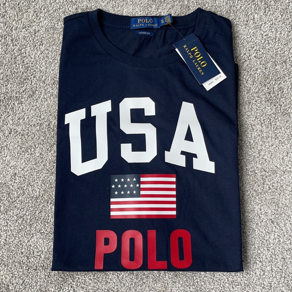 Authentic Polo Ralph Lauren USA Tee W/USA Flag